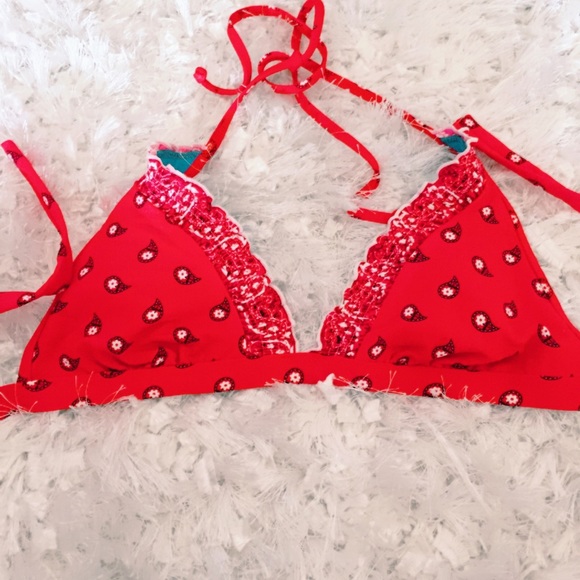 Candie's Other - Candies Red L Juniors Bandana Top Bikini Swim NWT